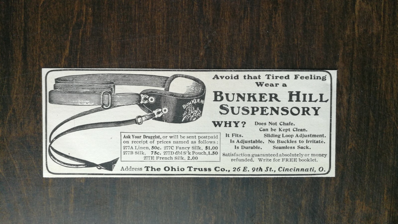 Vintage 1904 Bunker Hill Suspensory Ohio Truss Company Original Ad - 721c Vintage 1904 Bunker Hill Suspensory Ohio Truss Company Original Ad - 721c
