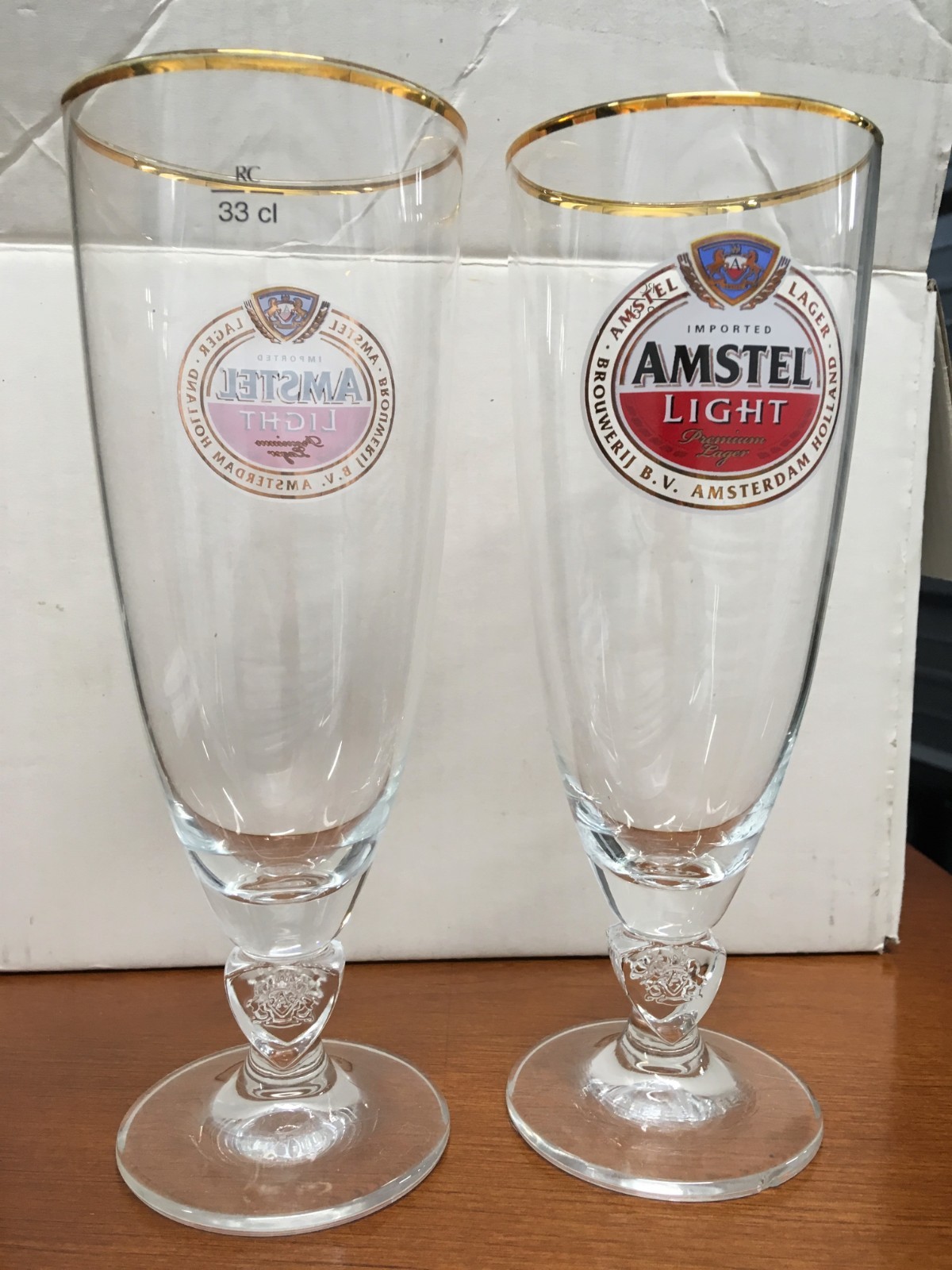 Amstel Light Amsterdam Holland .33 CL Beer Glasses Set of 2