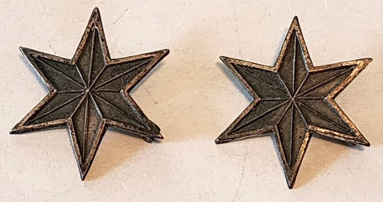 Pair Vintage Sterling Silver General Stars Cook Co Elgin Pair Vintage Sterling Silver General Stars Cook Co Elgin