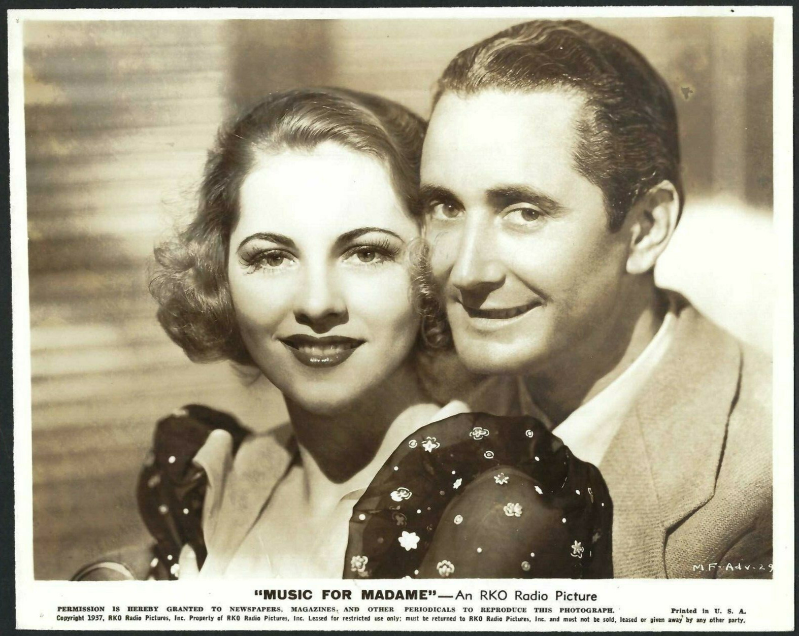 JOAN FONTAINE + NINO MARTINI VINTAGE ORIGINAL PHOTO HOLLYWOOD MOVIE PORTRAIT