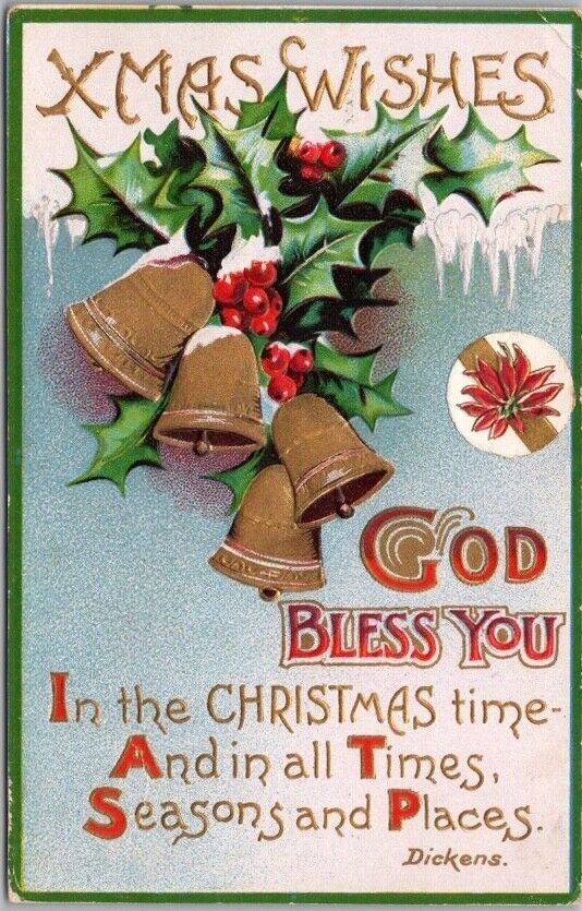 Vintage 1910s MERRY CHRISTMAS Embossed Postcard 