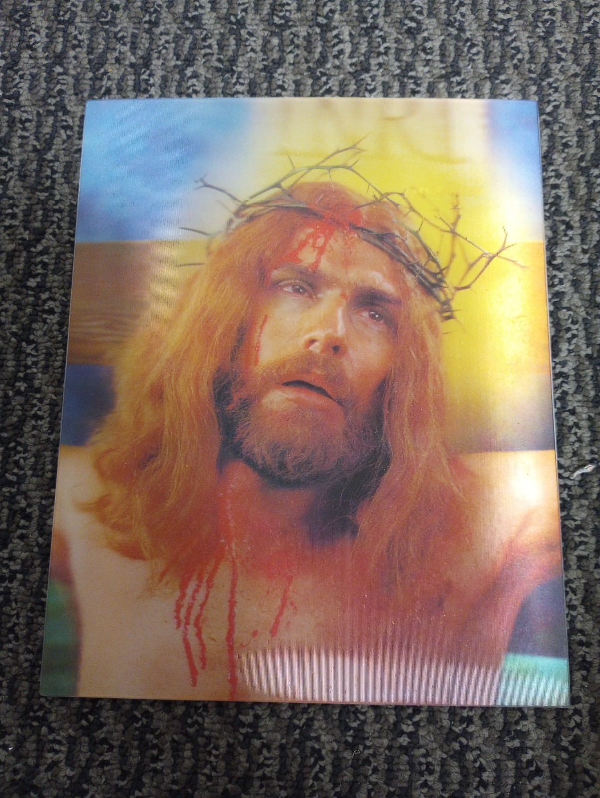RARE '72 Vintge Lenticular Amazing 3D 8x10 Photo | MUST SEE VIDEO OF JESUS EYES 