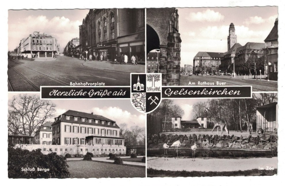 1950 RPPC REAL PHOTO MULTI-VIEW HERZLICHE GRUSS AUS GELSENKIRCHEN GERMANY