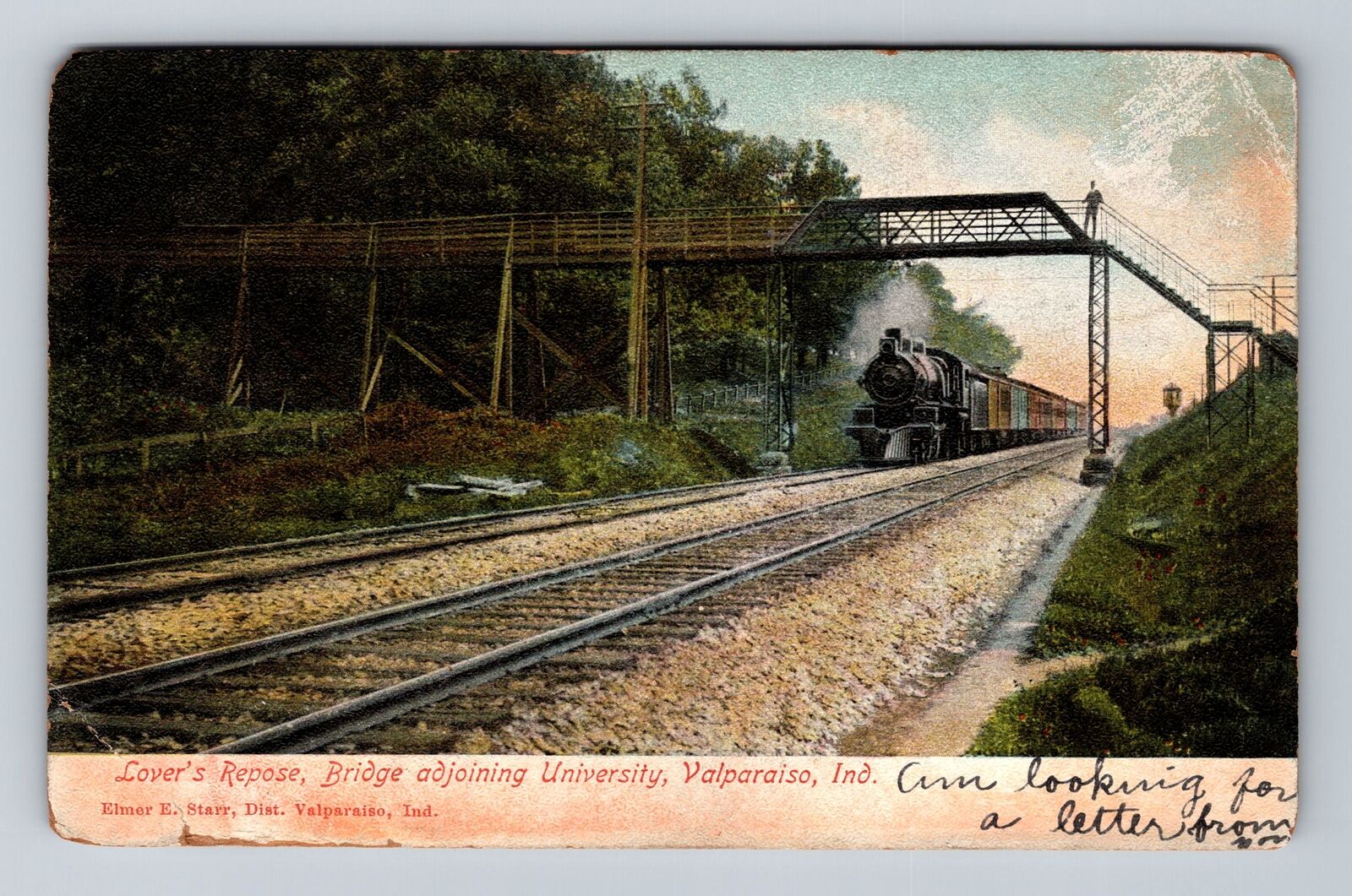 Valparaiso IN-Indiana, Bridge adjoining University, Vintage c1907 Postcard