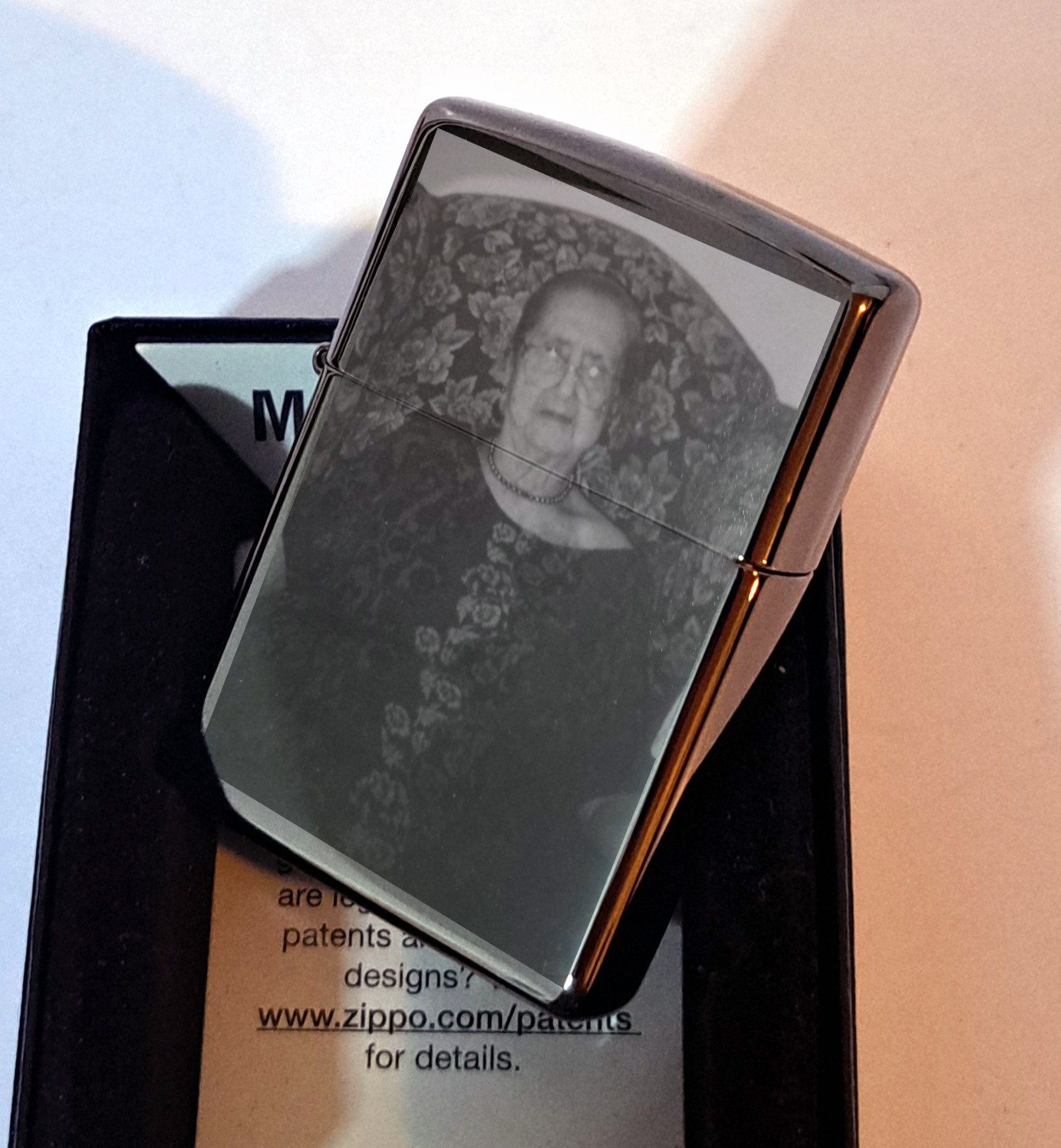 Custom Engraved Black Ice Zippo 150 | Personalized with Photo and Text - New