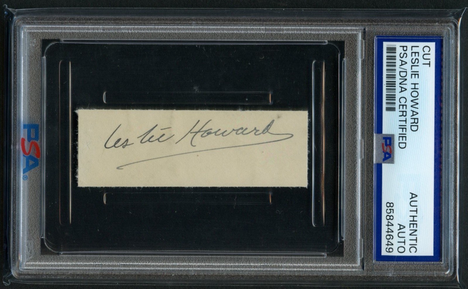 Leslie Howard d1943 signed autograph 1x2.5 Cut Actor Gone With the Wind PSA Slab Leslie Howard d1943 signed autograph 1x2.5 Cut Actor Gone With the Wind PSA Slab