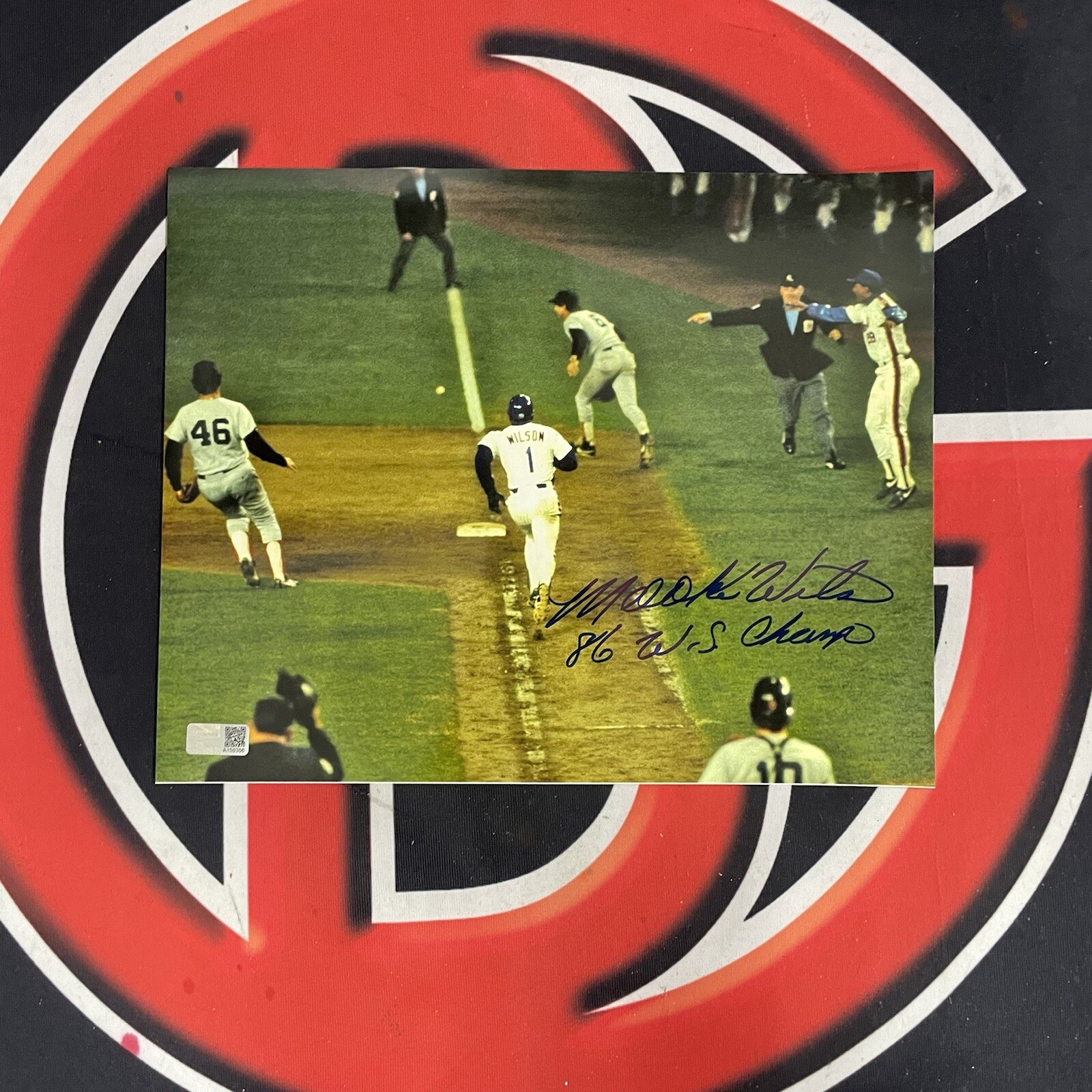 Mookie Wilson New York Mets Signed 8X10 World Series Photo Autographed Steiner