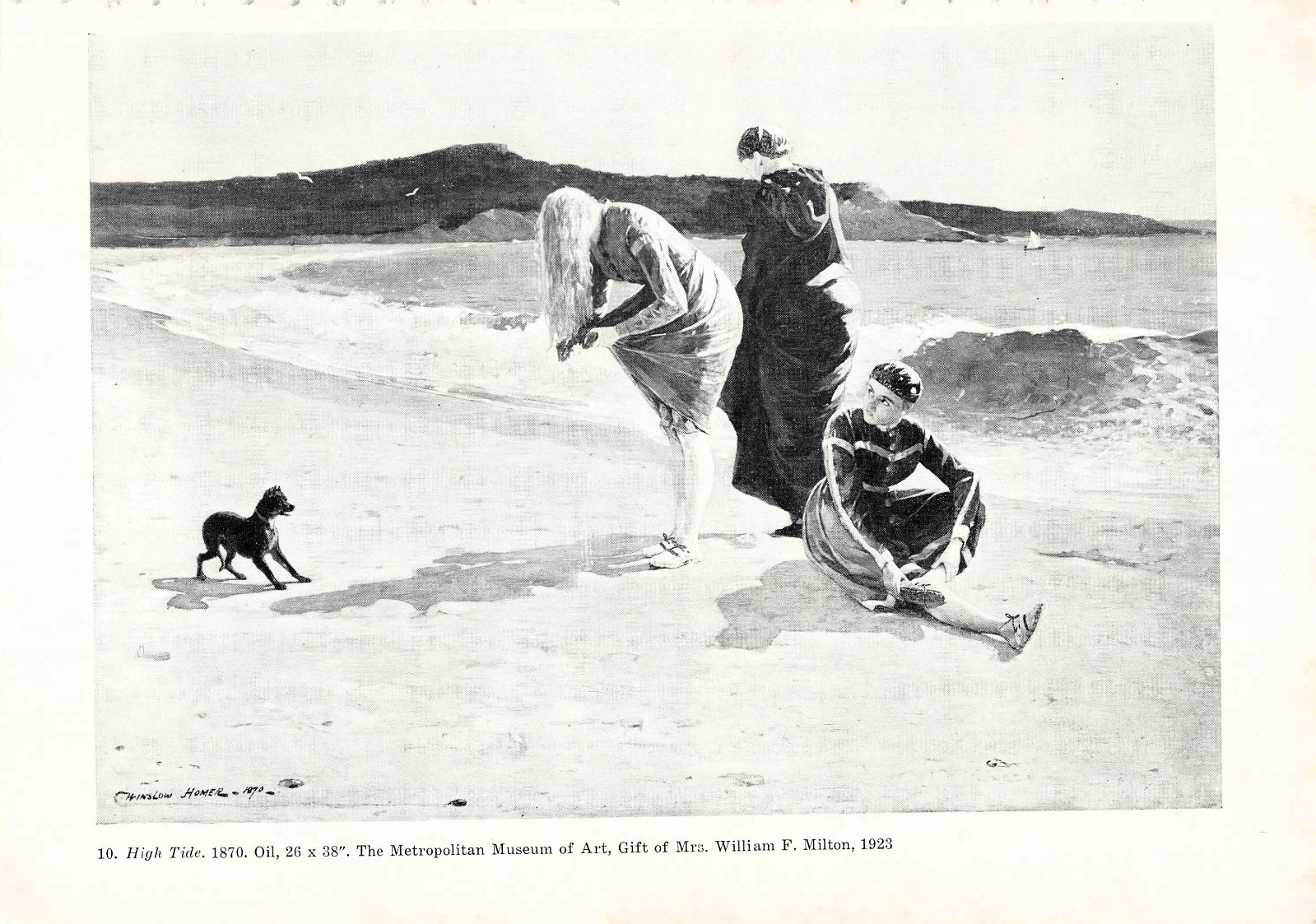 Winslow Homer 1870 High Tide Women Bathing At Beach Vtg Mag Image