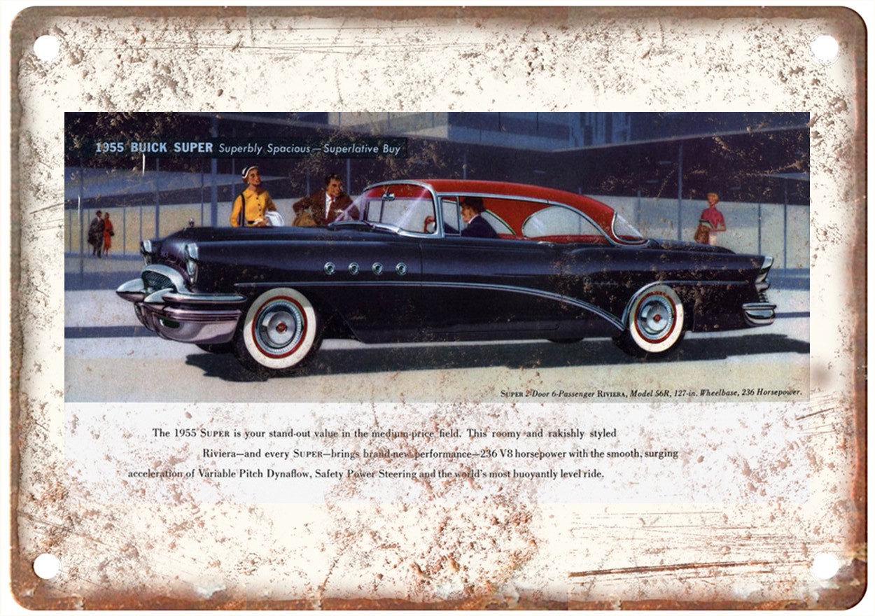 1955 Buick Vintage Auto Ad Retro Look Reproduction Metal Sign AM6399