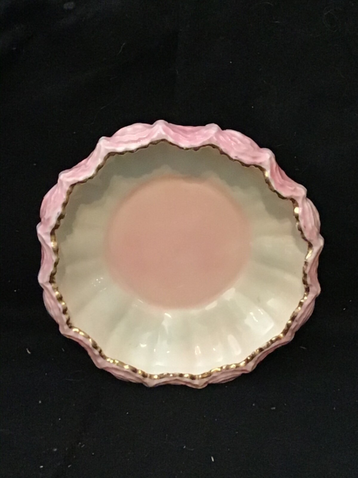 ANTIQUE COALPORT SHELL MOTIF PORCELAIN BOWL pink & gold Pitkin & Brooks