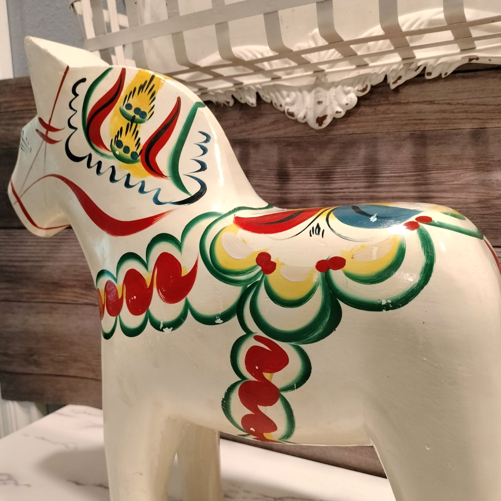 Vintage Nils Olsson Swedish Dala Horse White 15\