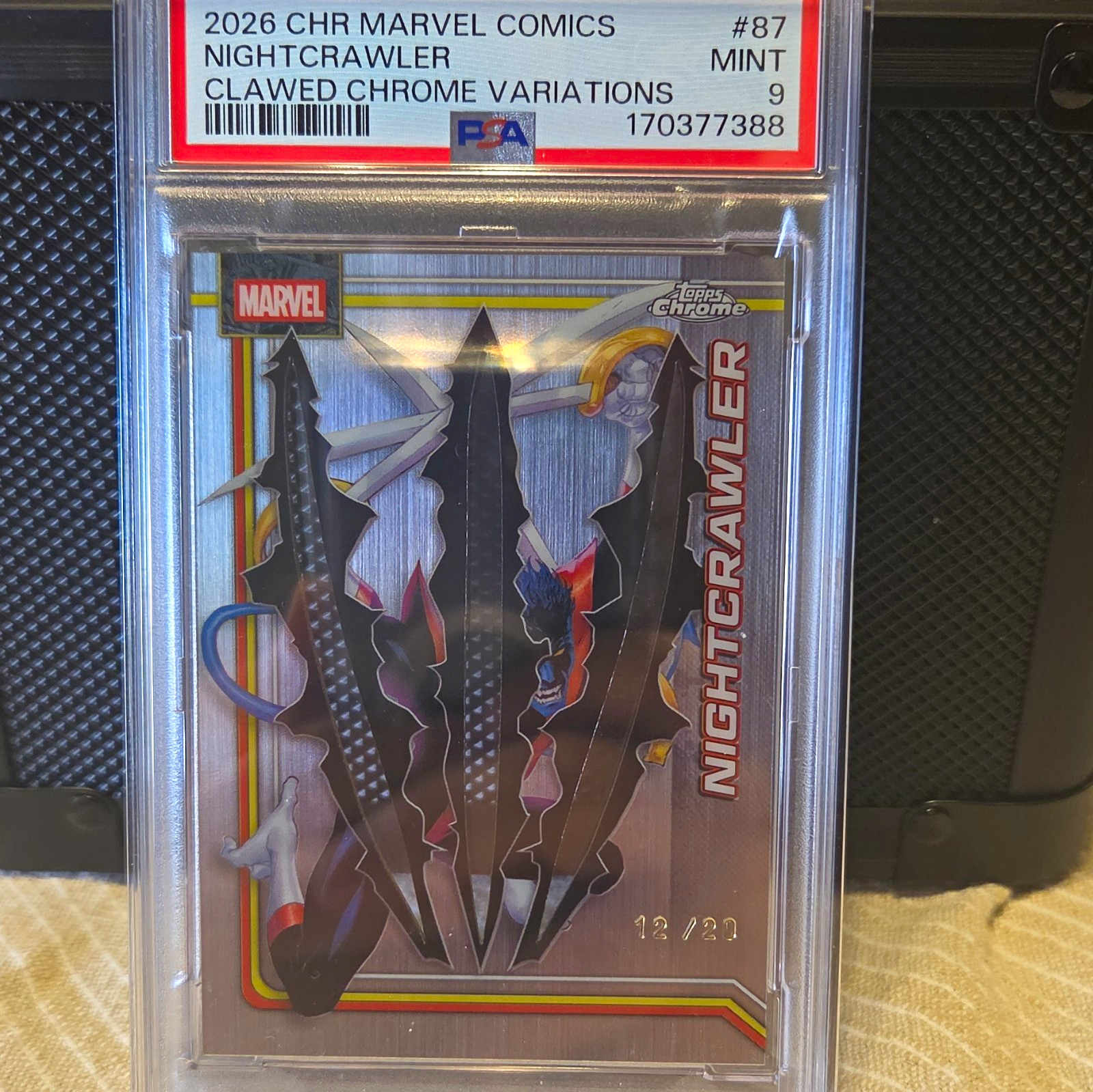 Topps 2026 CHR Marvel Comics Nightcrawler #87 Clawed Chrome Var 12/20 PSA 9 POP1