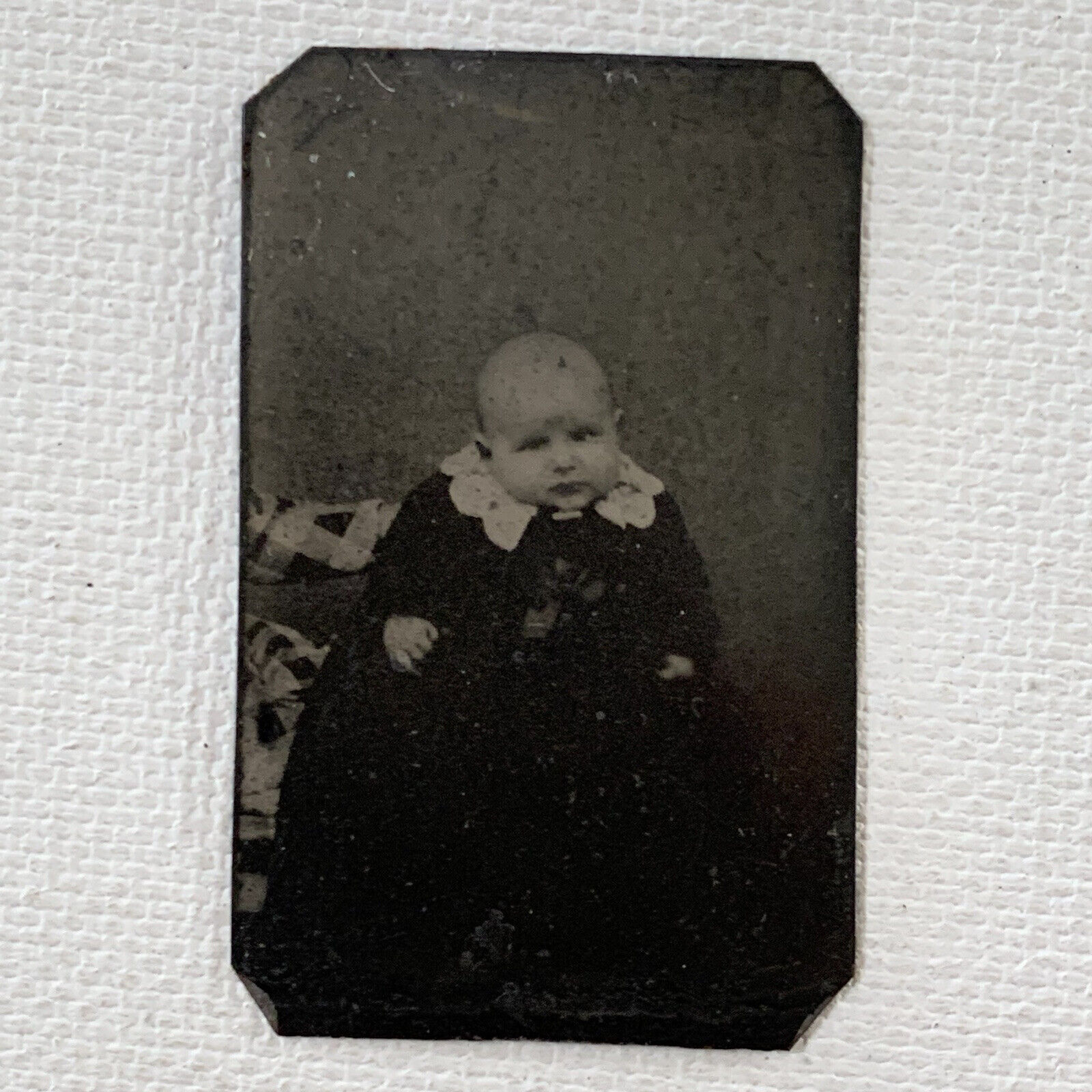 Antique Gem Miniature Tintype Photograph Spooky Ghostly Baby Hidden Mother