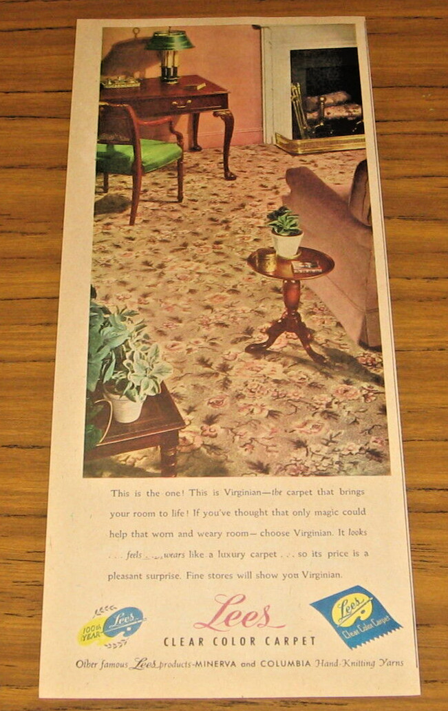 1947 Vintage Ad Lees Clear Color Carpets The Virginian Rug 1947 Vintage Ad Lees Clear Color Carpets The Virginian Rug