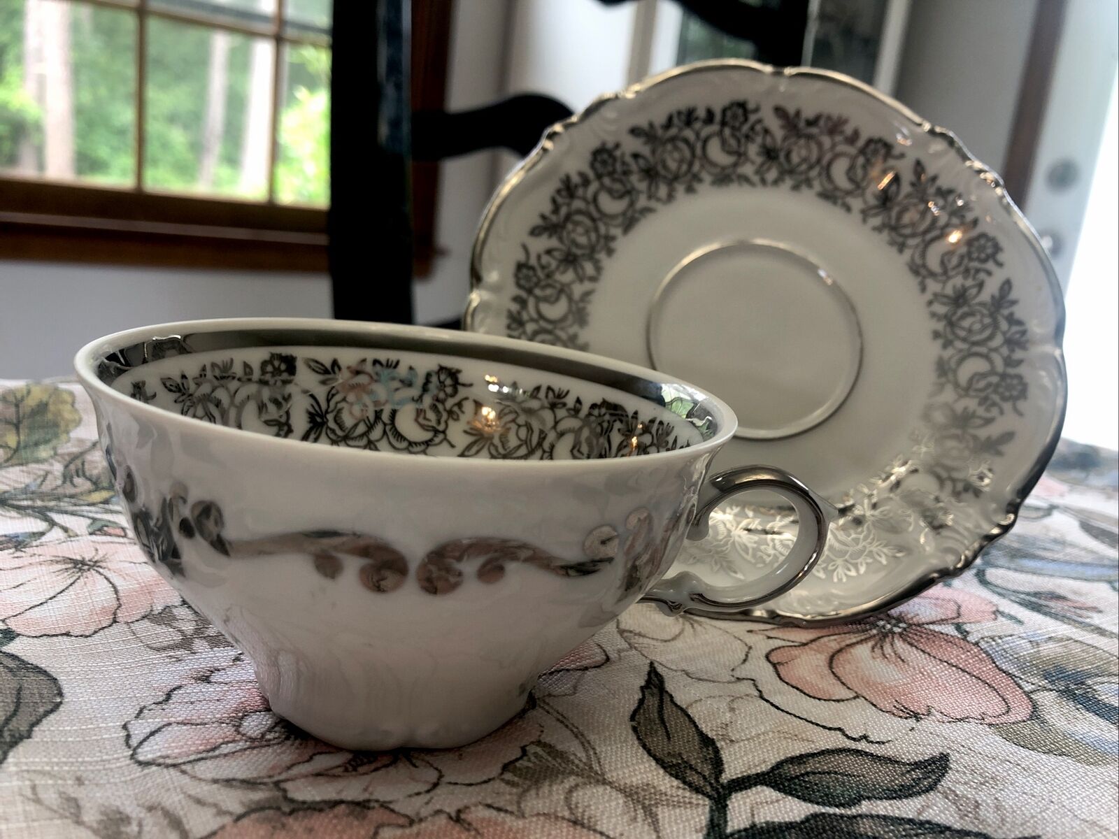Antique Teacup And Saucers Winterling Silver Roses