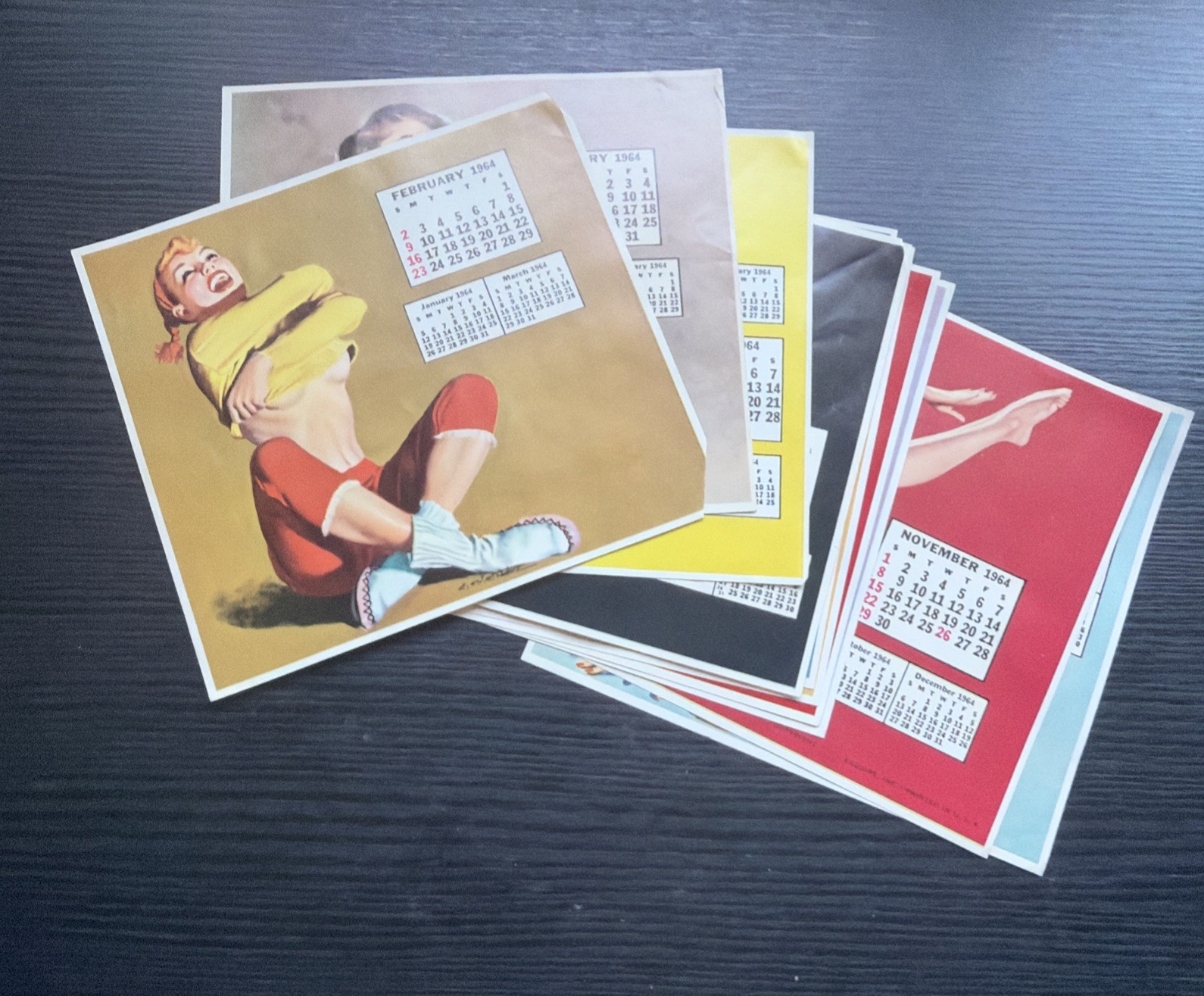 Chiriaka 1964 Esquire Magazine Desktop Pinup Calendar Inserts 12 Months