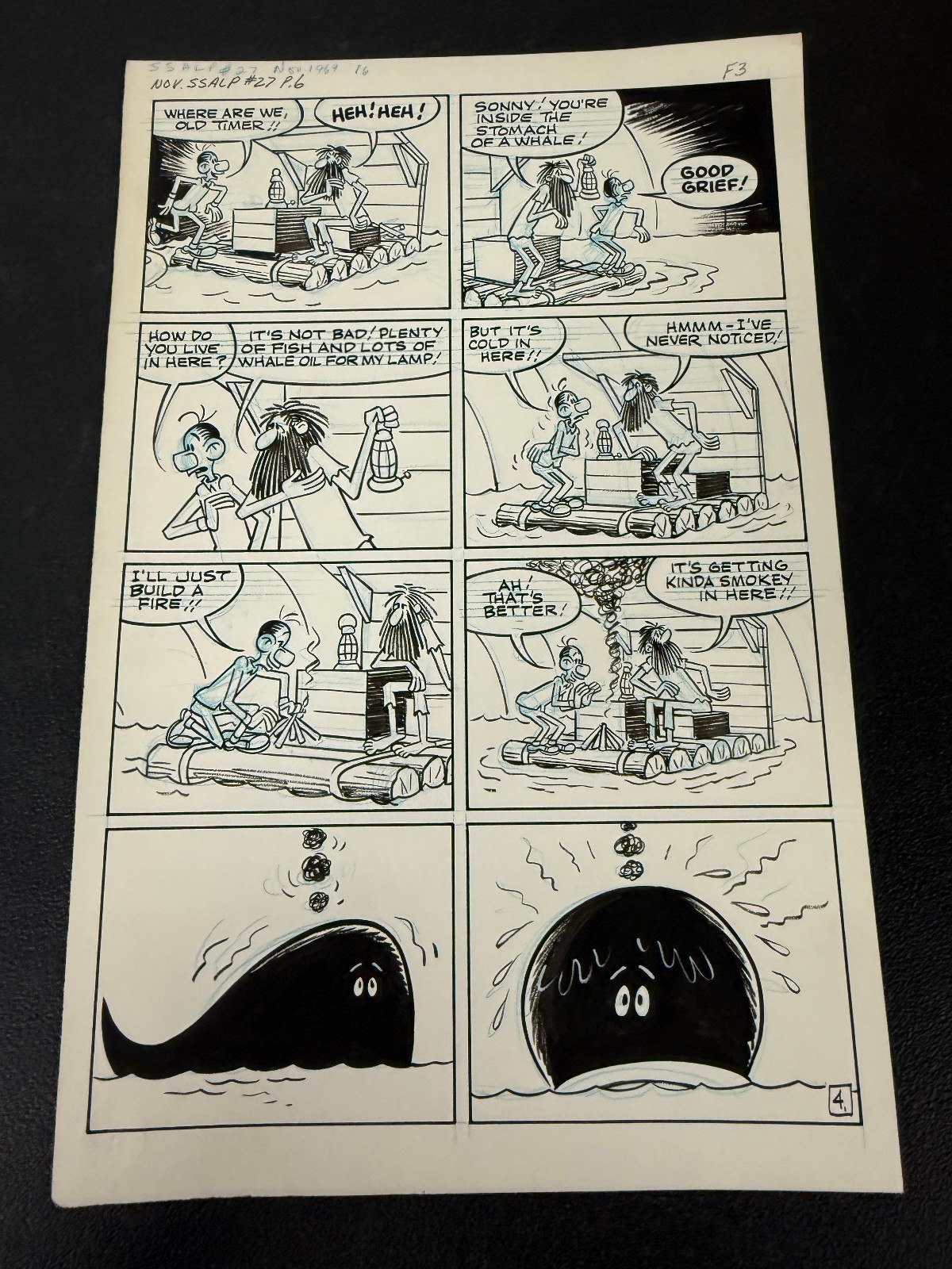 Sad Sack Army Life Parade #27 Original Art Page 6 1969 Harvey Sad Sack Whale