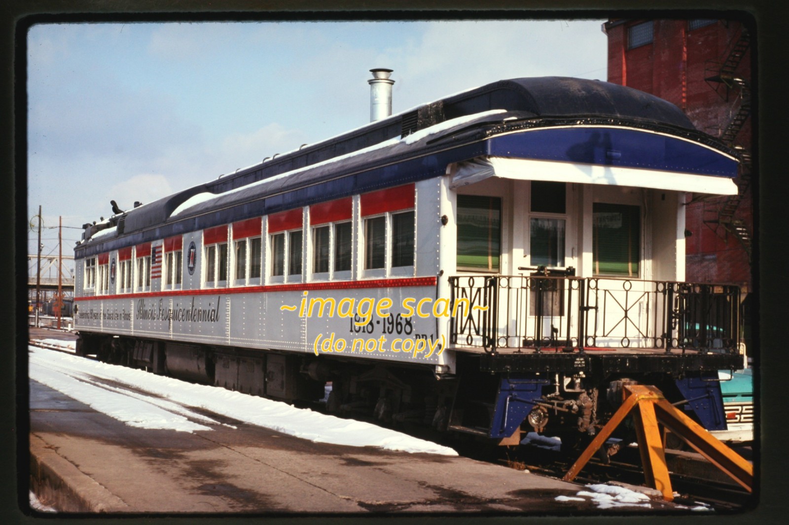 Kodachrome Slide of Illinois Sesquicentennial Railroad Passenger Car in 1975