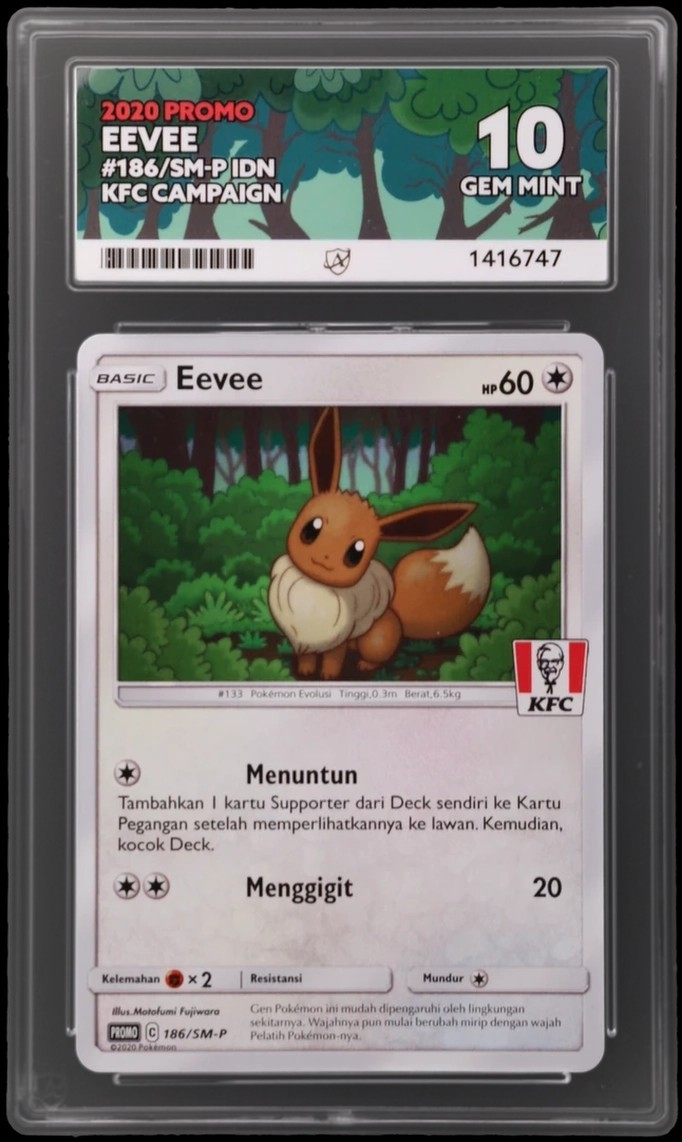Pokemon TCG Eevee 186/SM-P Indonesian KFC Campaign Ace 10 Perfect Subgrades