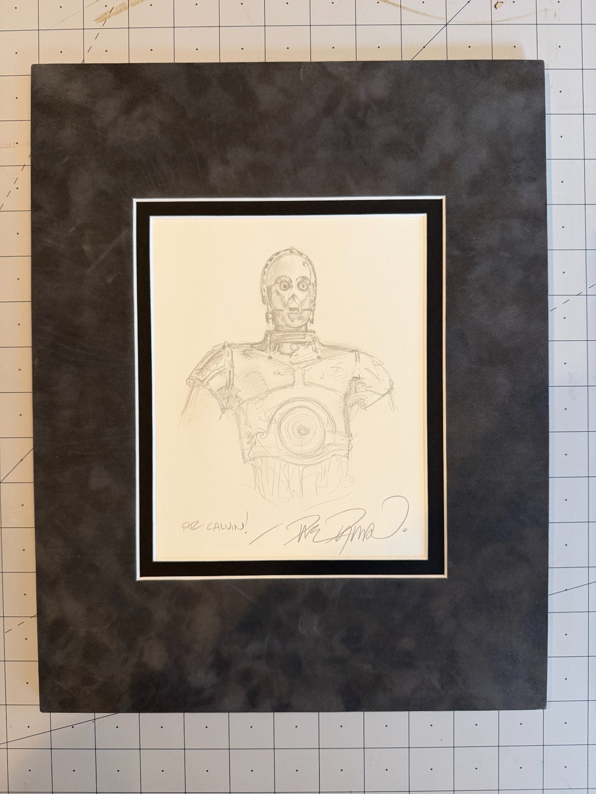 Original Dave Dorman Star Wars C-3PO Signed Pencil Drawing - Matted Original Dave Dorman Star Wars C-3PO Signed Pencil Drawing - Matted