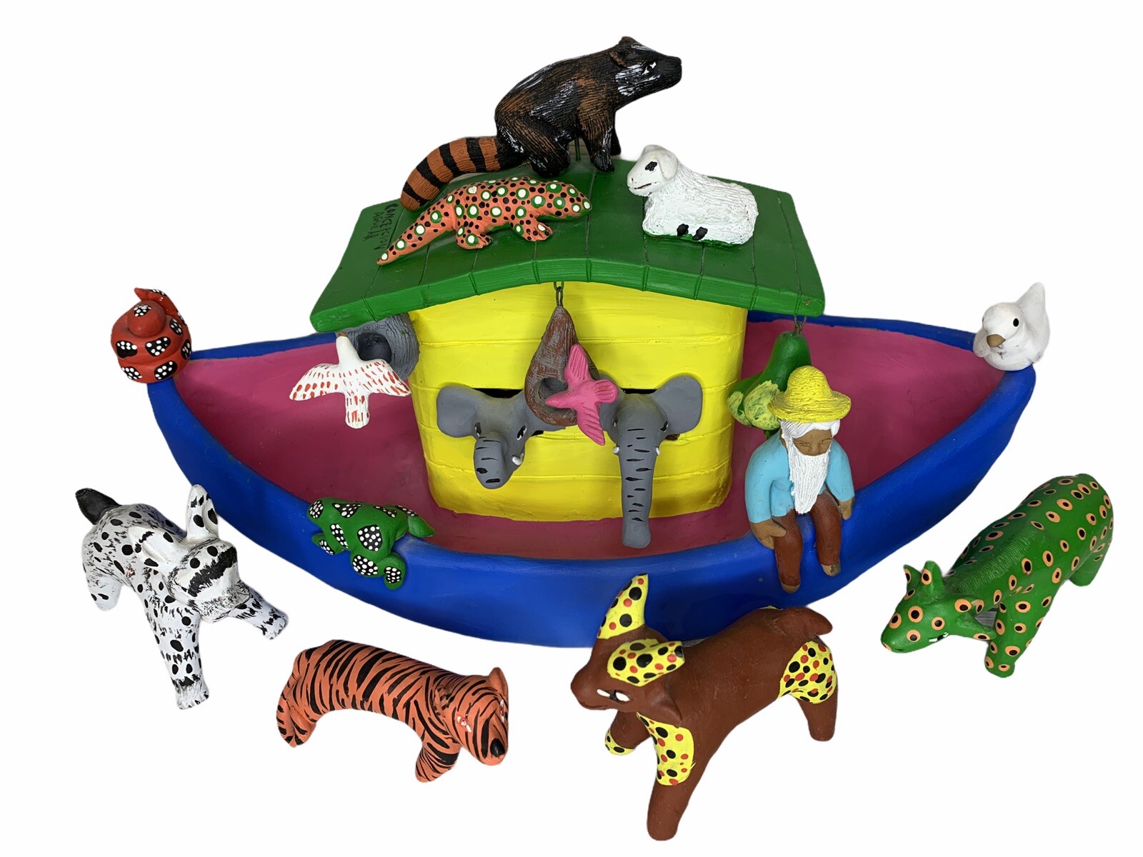 Concepcion Aguilar Noah\'s Ark Clay Ceramic Mexican Folk Art Figures Oaxaca 1980s Concepcion Aguilar Noah\'s Ark Clay Ceramic Mexican Folk Art Figures Oaxaca 1980s