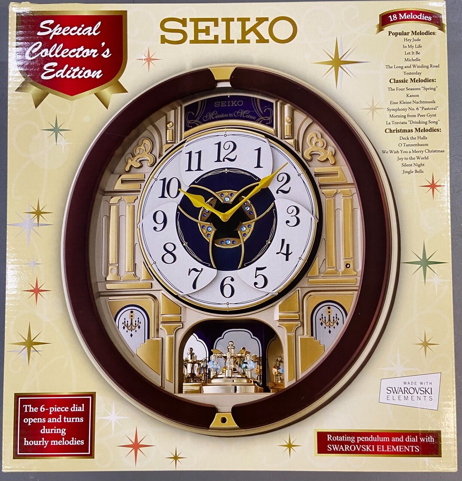 SEIKO Collector Edition Melodies In Motion wall clock QXM541BRH Swarovski Cryst