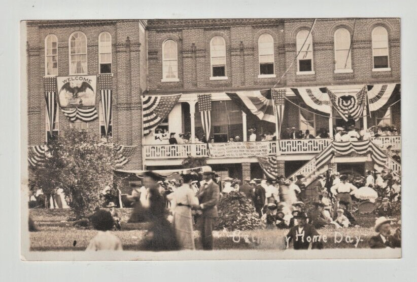 C.1905 RPPC Postcard Photo Bethany PA  Home Day Flag Bunting Patriotic