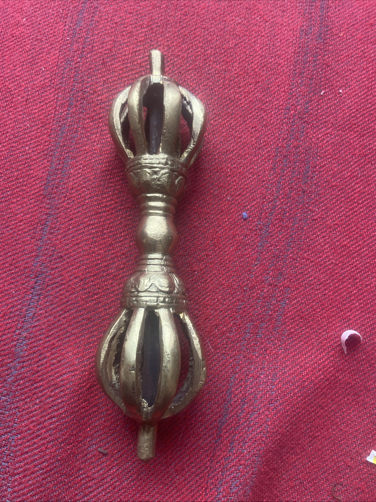 Tibet 19th Century Old Antique Buddhis Brass Or Bronze Nine Pronged Vajra Dorje