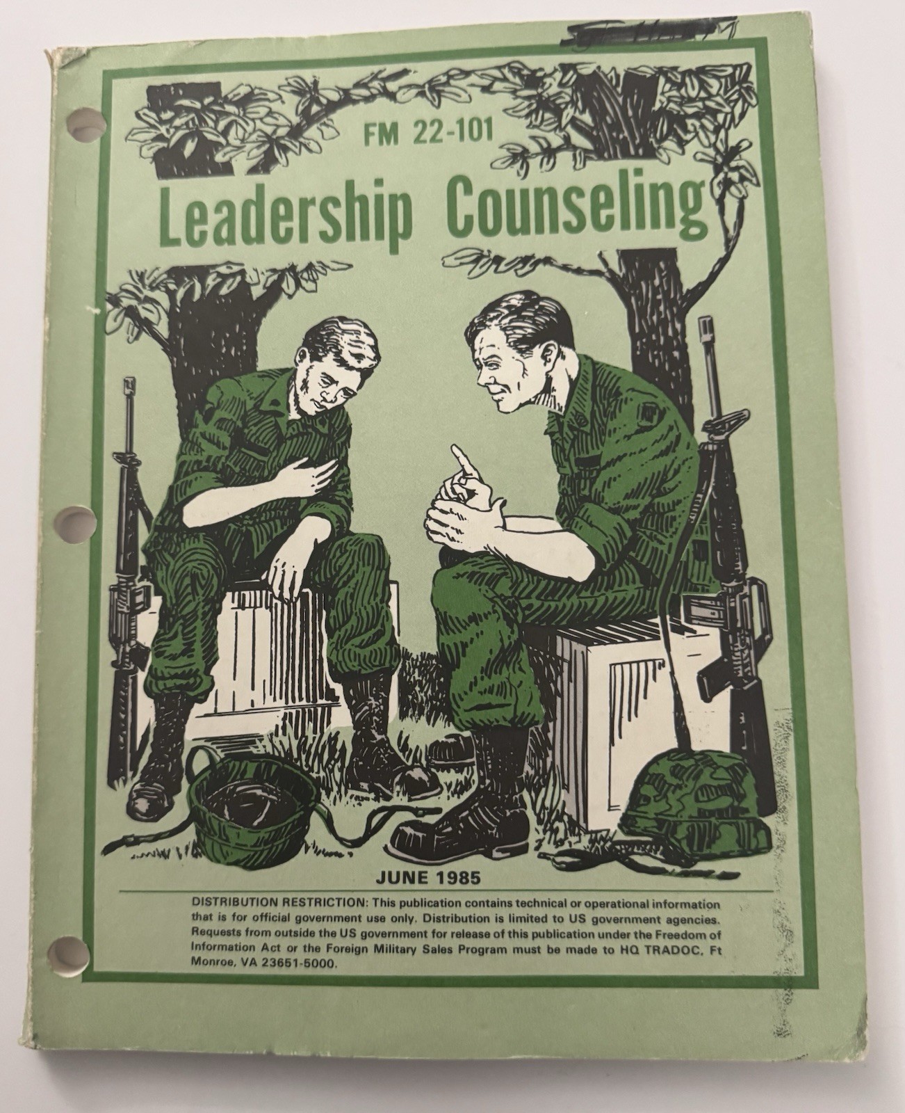 Vintage 1985 Army Book FM 22-101 Leadership Counseling