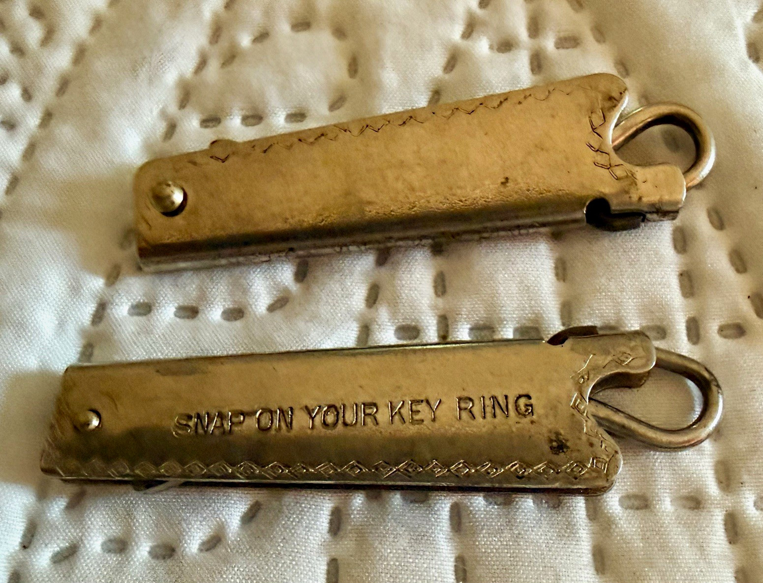 Antique Folding Button Hook Pair 1903 Victorian Shoe Tool Keyring EDC Lot of 2