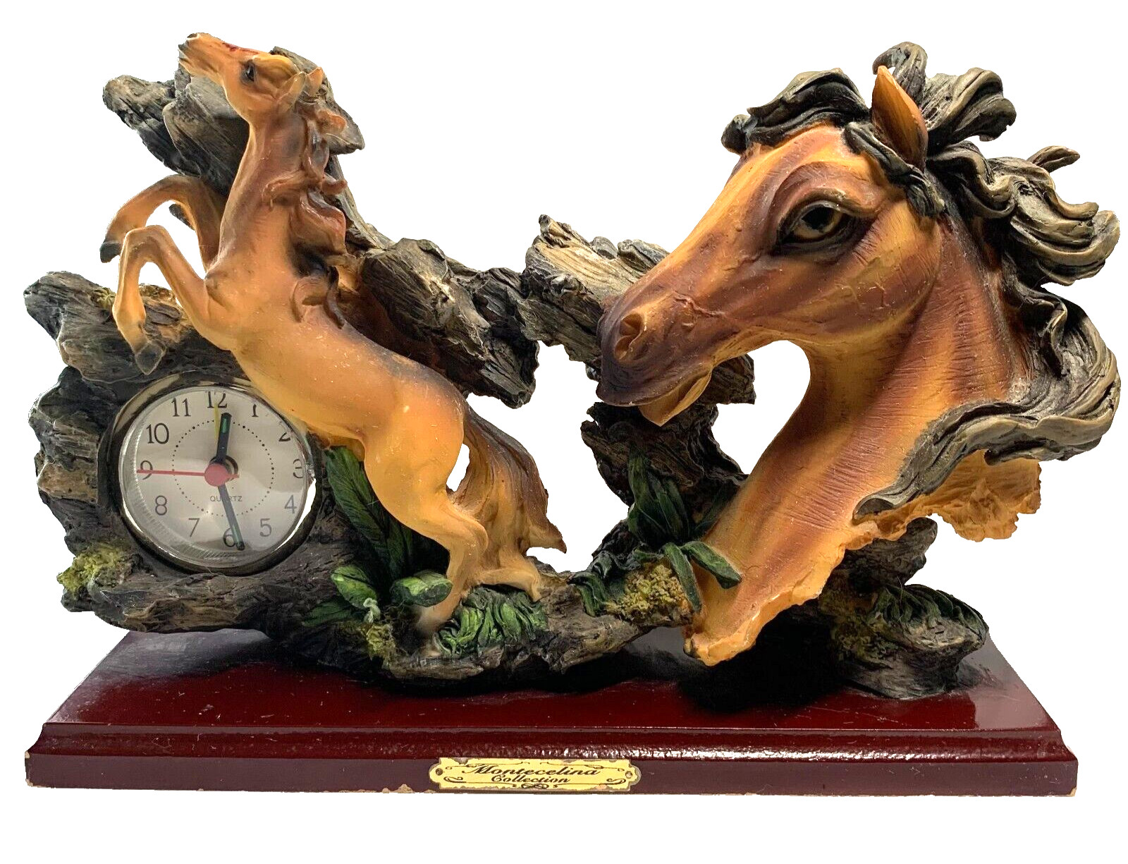 Montecelina Collection Desk Horse Clock Resin Vintage Tested and Working 90s