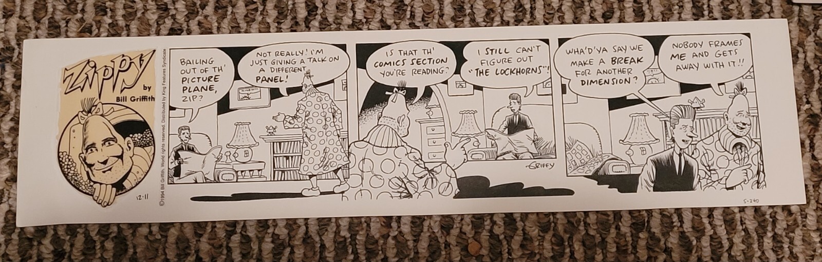 Underground Comix Artist BILL GRIFFITH ZIPPY THE PIN HEAD ORIGINAL DAILY