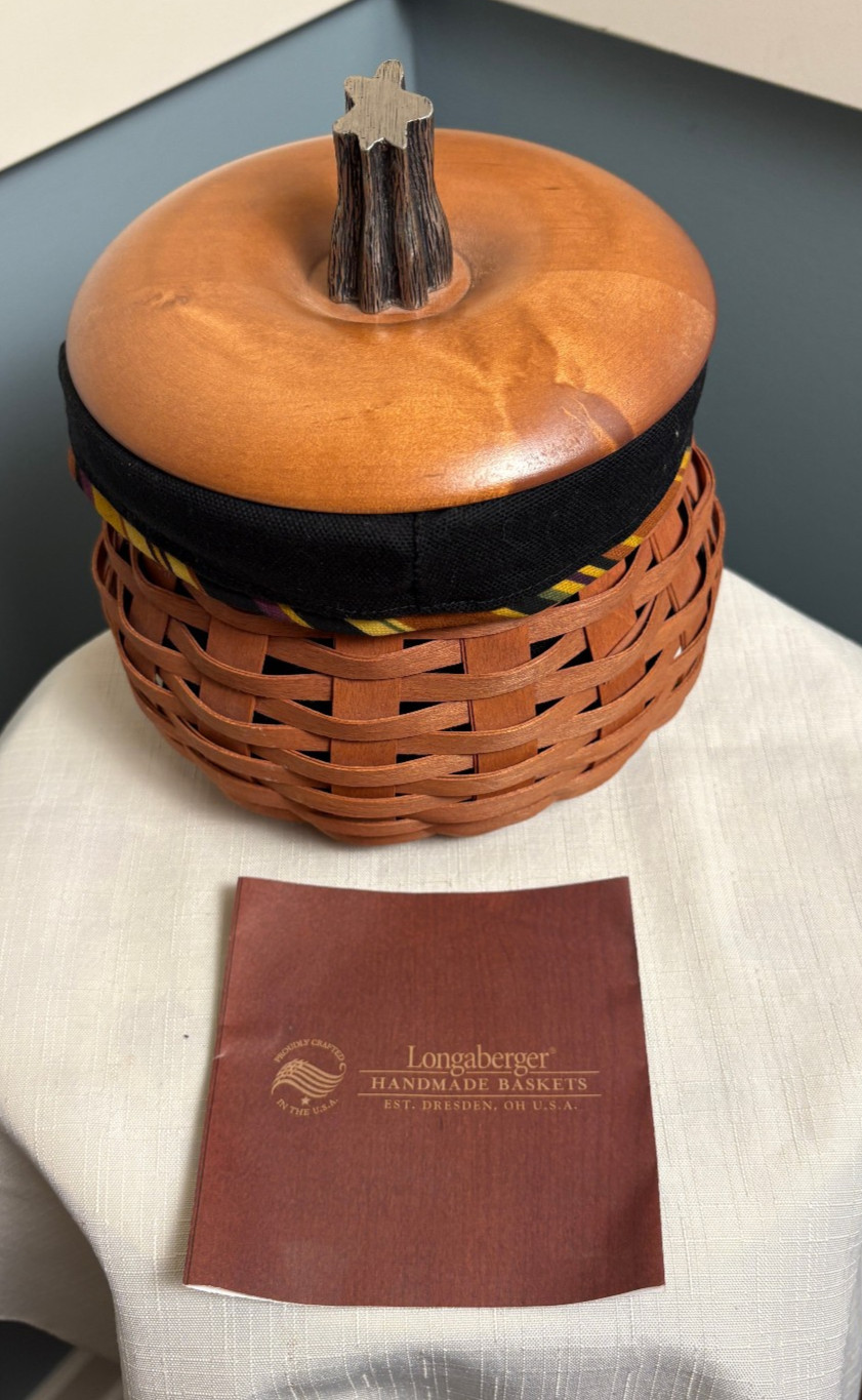 Longaberger 2007 Small Fall Gourd Basket Combo w/ Lid Liner Protector & Pamphlet