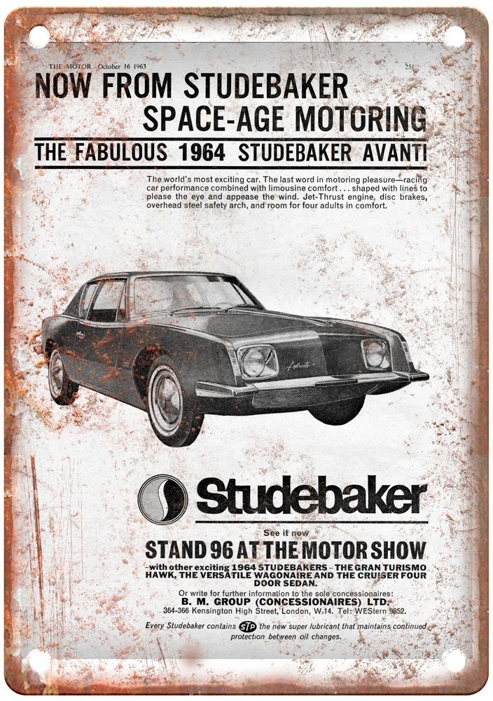 1964 Studebaker Vintage Automobile Ad Retro Look Reproduction Metal Sign A2979 1964 Studebaker Vintage Automobile Ad Retro Look Reproduction Metal Sign A2979