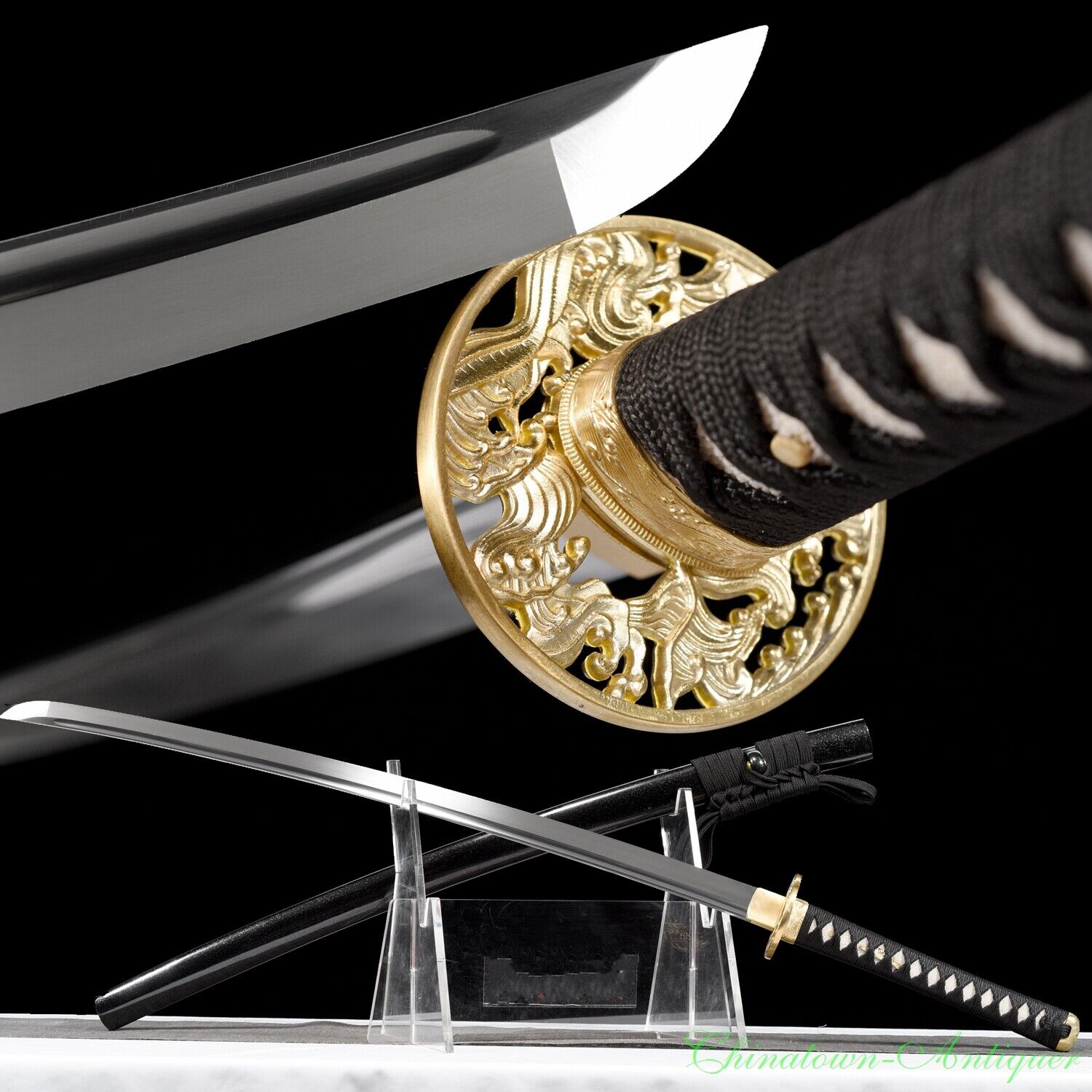 Handmade Spring Steel Japanese Samurai Sword Katana Full Tang Sharp Blade #1317
