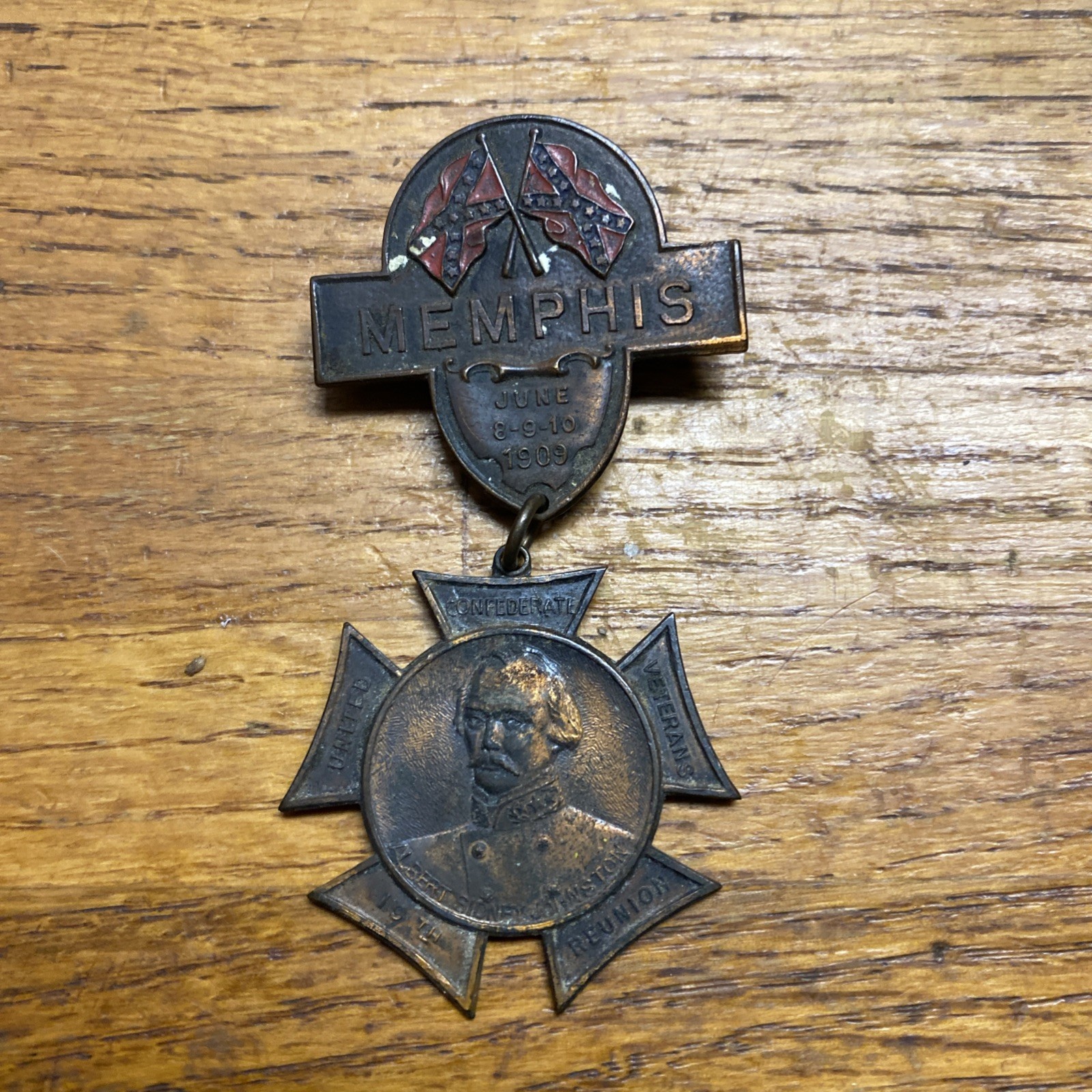 Civil War Confederate 1909 UCV Reunion Medal Memphis Albert Sidney Johnston Rare