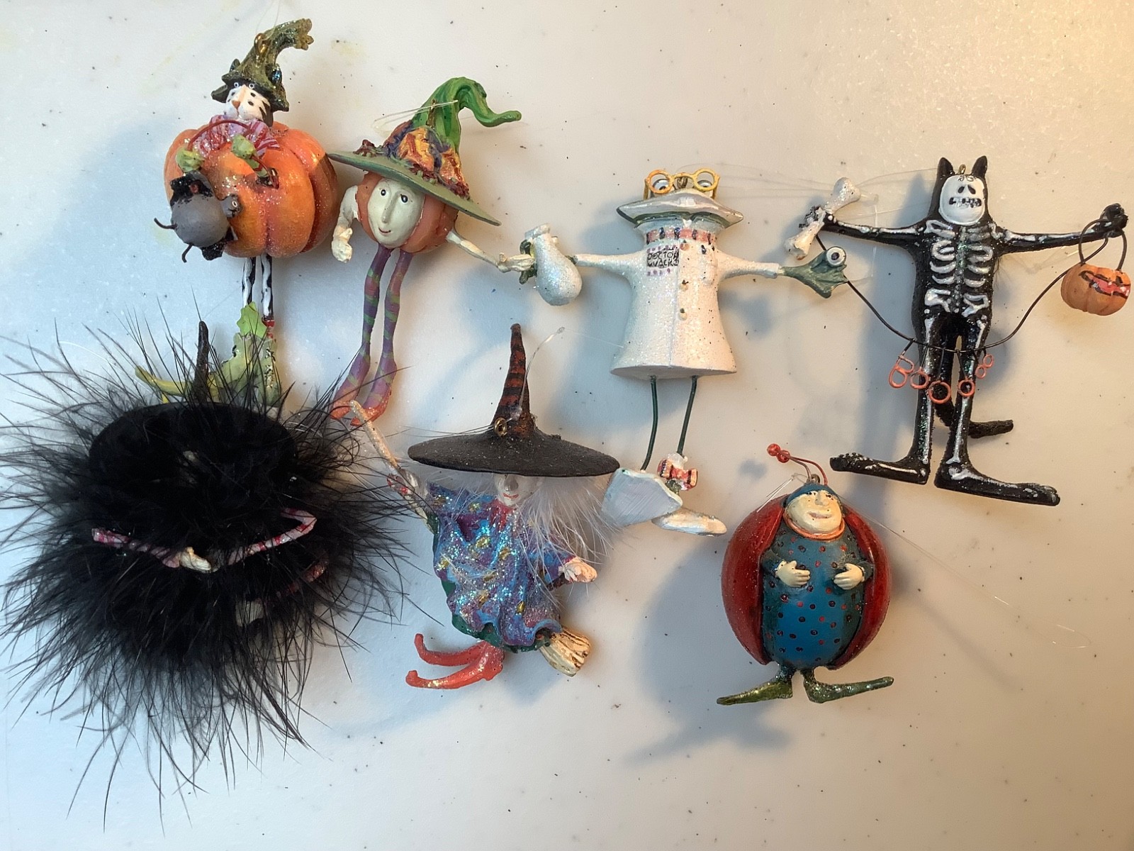 KRINKLES Patience Brewster HALLOWEEN 7 mini ornaments preowned frog spider witch KRINKLES Patience Brewster HALLOWEEN 7 mini ornaments preowned frog spider witch