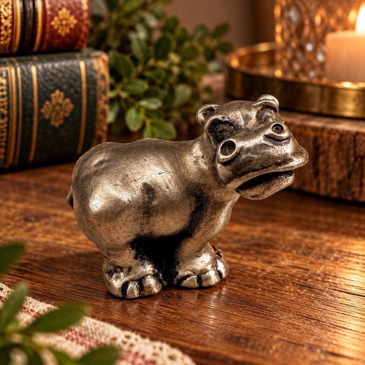 Vintage 1981 Hudson Pewter Hippo Noah’s Ark Miniature Animal Figurine