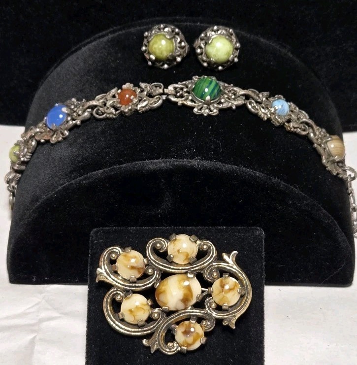 Vintage Miracle Jewellery Scottish Celtic Bracelet Brooch Earrings