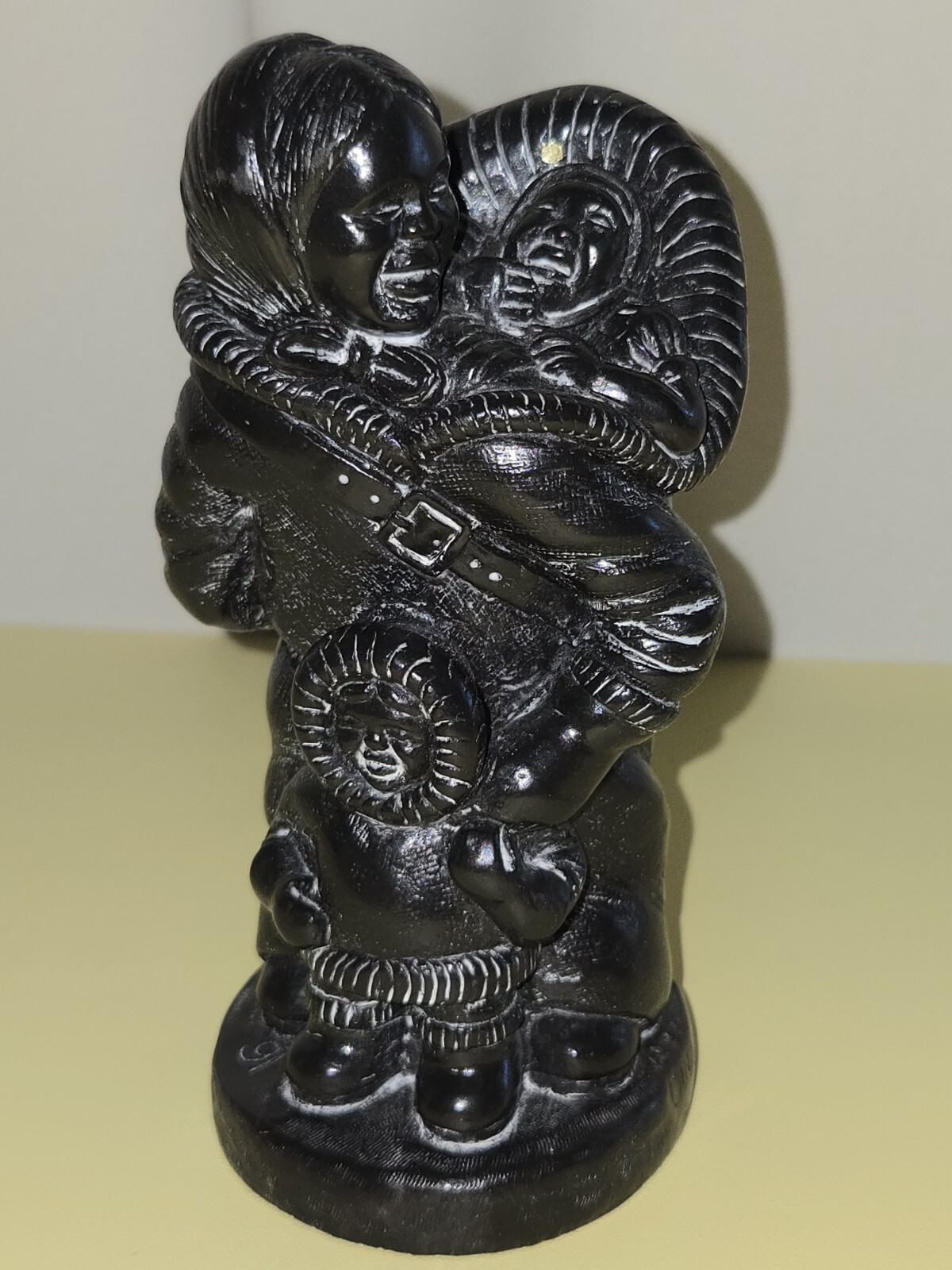 Hand Carved Vanstone Figurine Woman With 2 Babies Canada Statue Marked