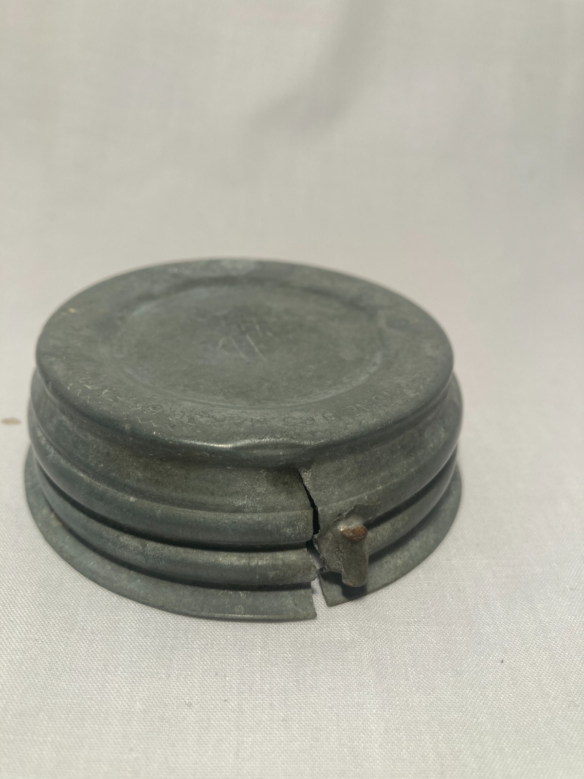 c1880s Mason's CFJ Co. Patent 1858 Fruit Jar original lug side Zinc Cover Cap #9