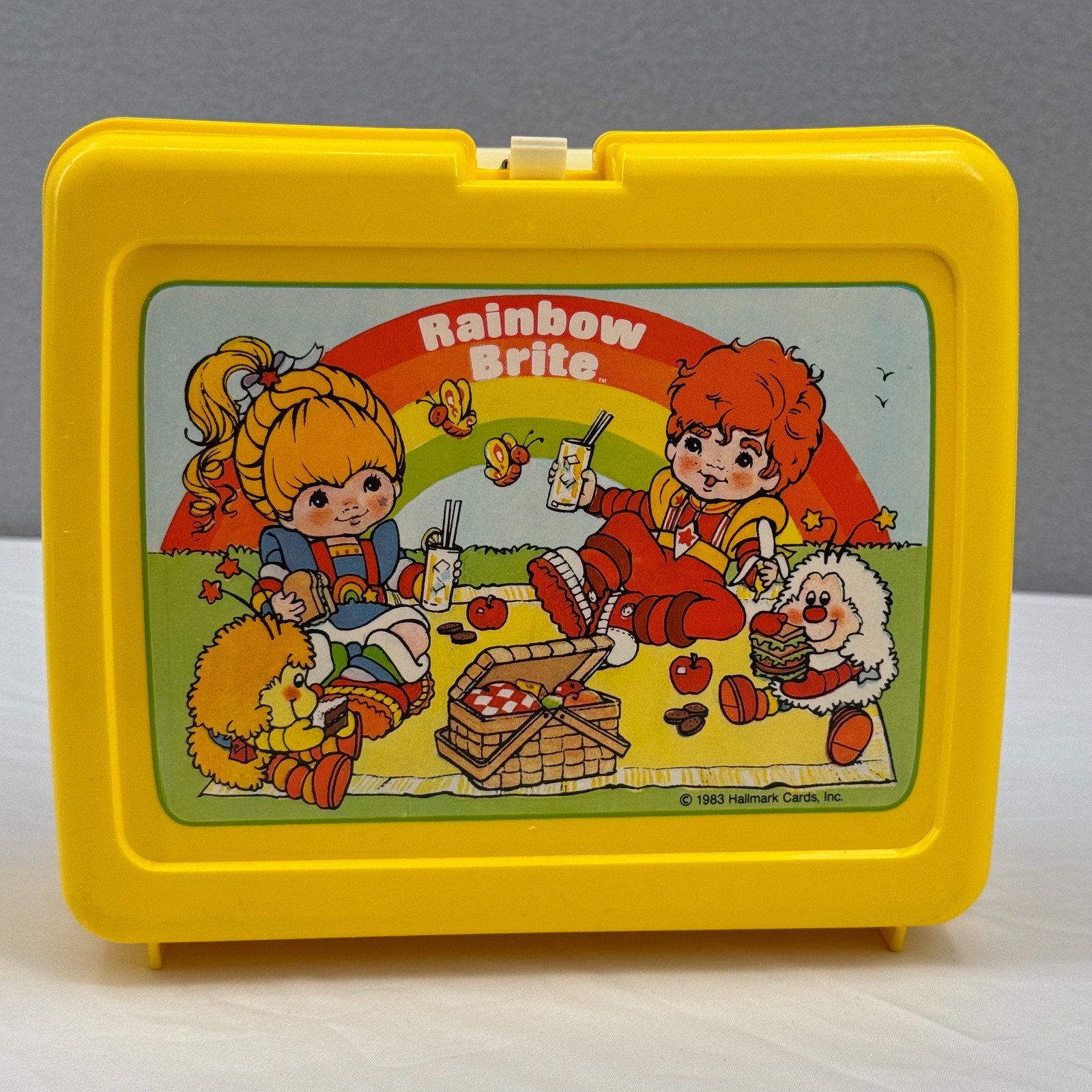 Vintage 1983 Rainbow Brite No Thermos Yellow Plastic Lunch Box Hallmark Clean Vintage 1983 Rainbow Brite No Thermos Yellow Plastic Lunch Box Hallmark Clean