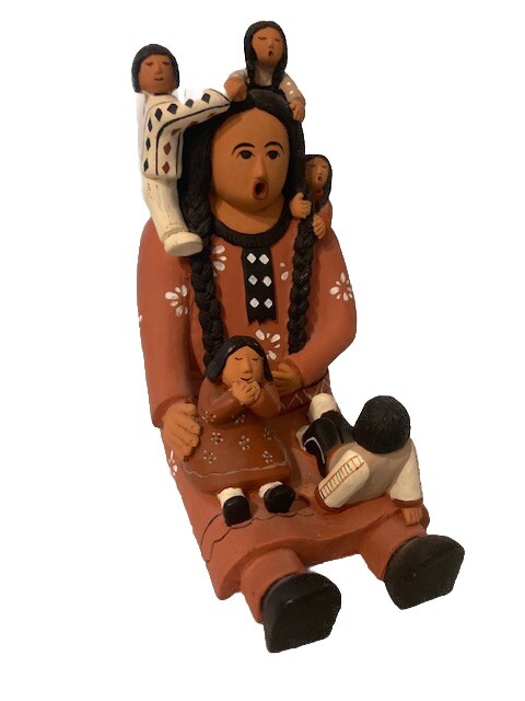 Navajo storyteller woman With Five Children Hand Painted
