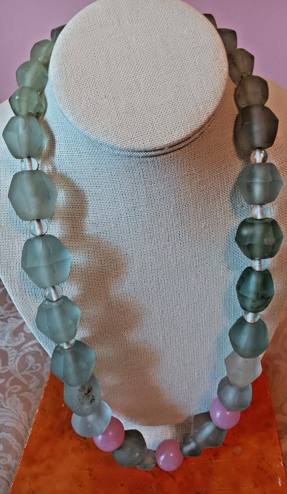 Vtg African Trade Bead Necklace Chunky Heavy r/ 11 oz.