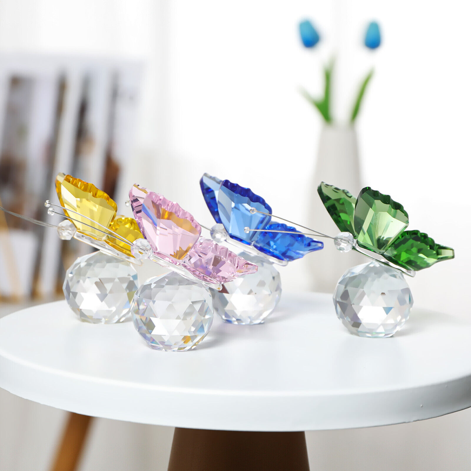 4Pcs Color Crystal Butterfly Figurine Collectible Art Glass Butterfly Ornament