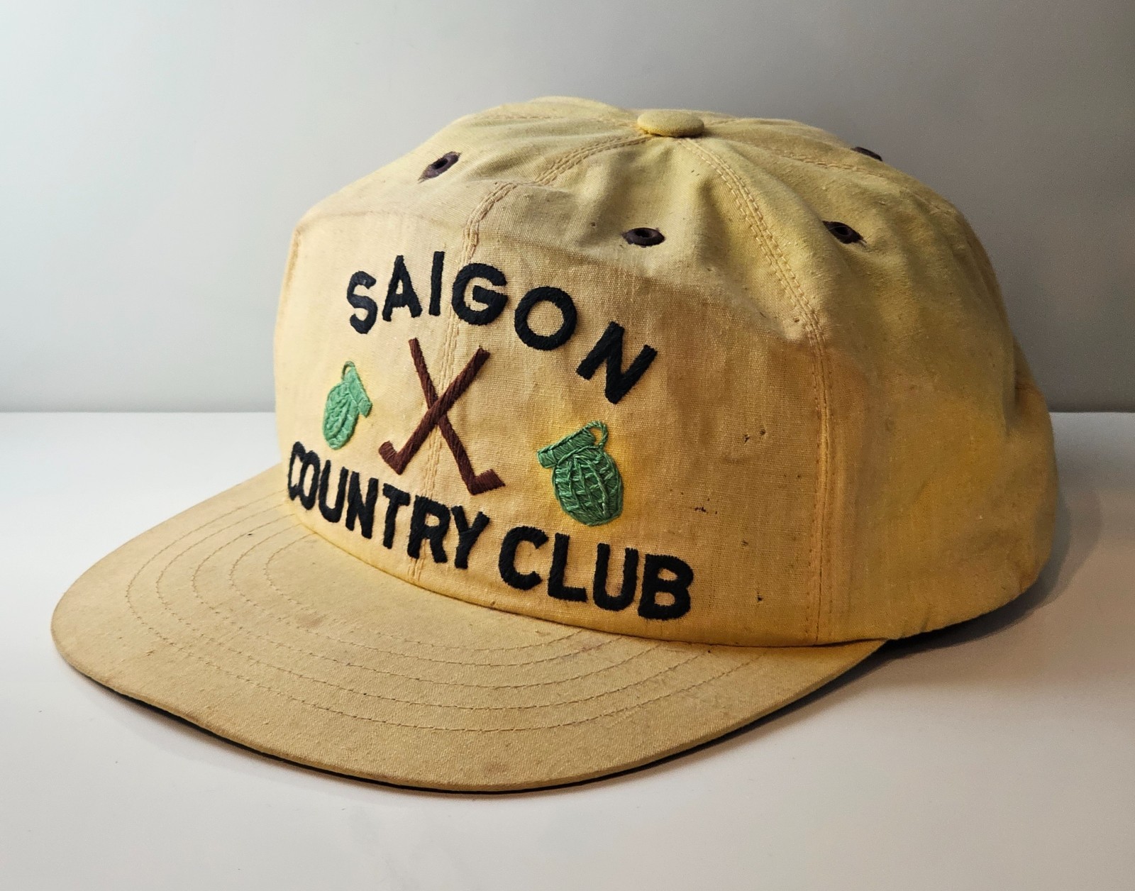 Vintage U.S. Military Theatre Saigon Country Club Made Hat Vietnam Hand Grenade 