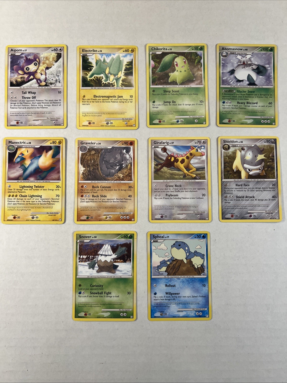 Pokémon 2007 Diamond & Pearl Lot Of 10 In Excellent Condition Pokémon 2007 Diamond & Pearl Lot Of 10 In Excellent Condition