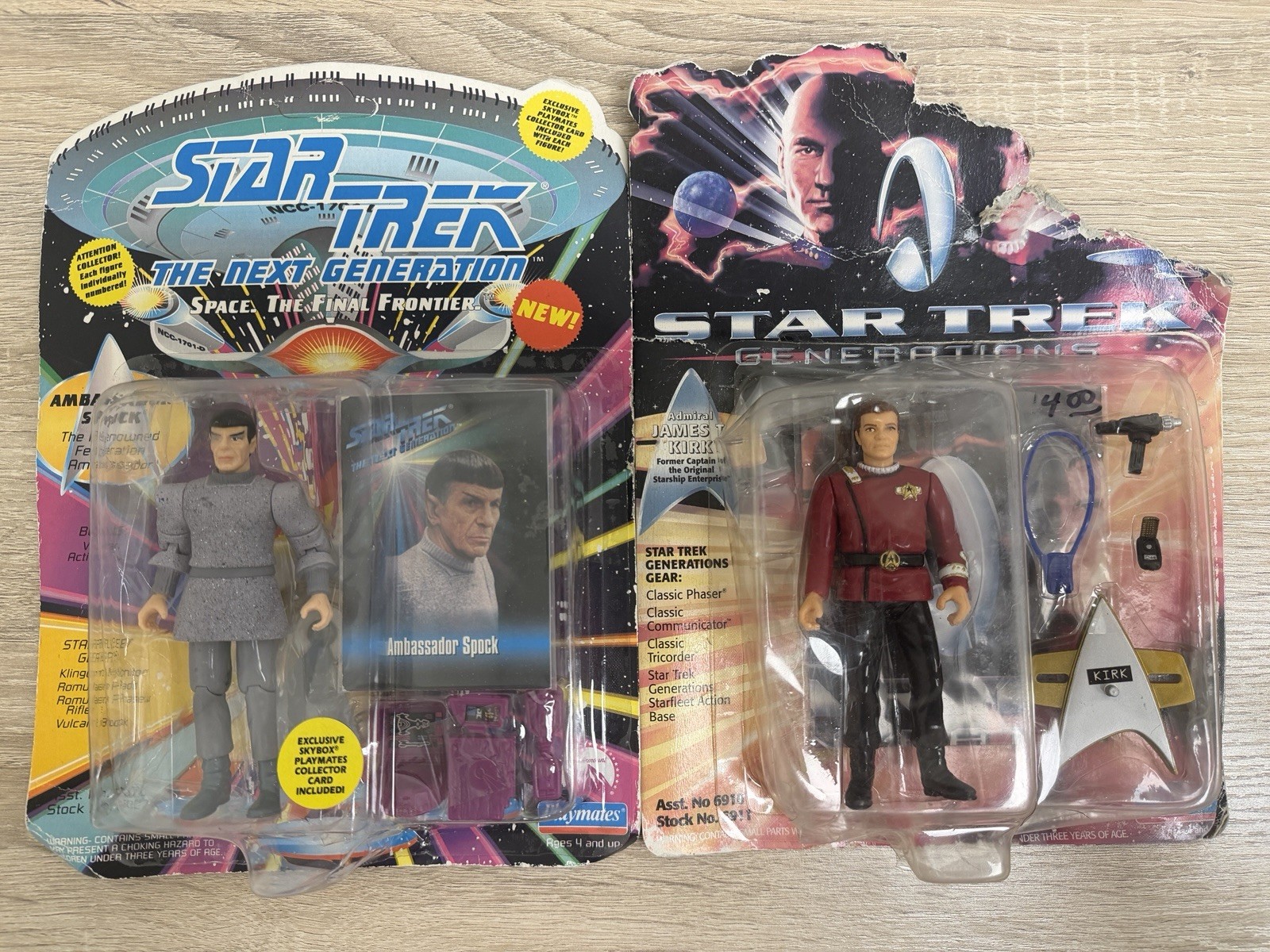 Playmates Star Trek The Next Generation Spock  & Generation James Kirk Figures
