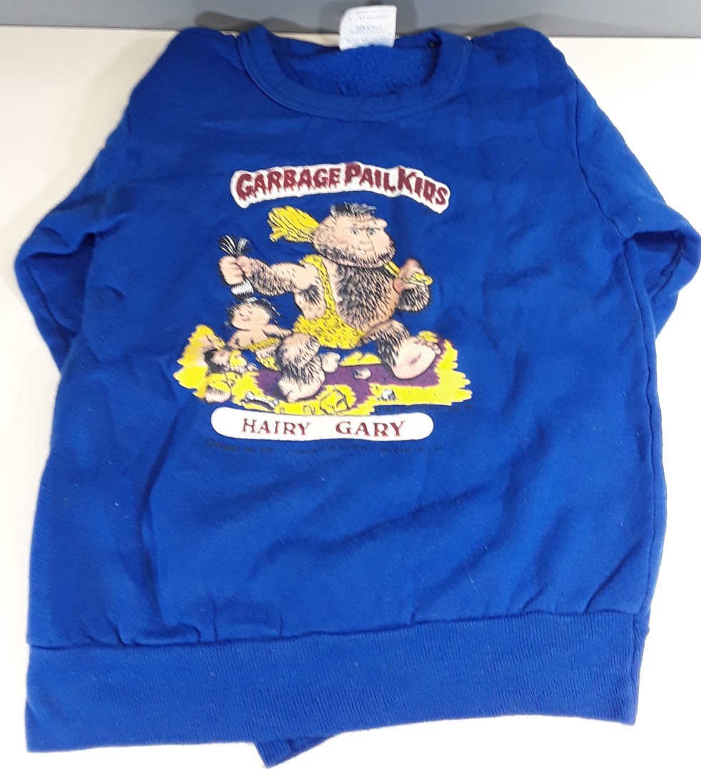 Rare 1980\'s Vintage GPK GARBAGE PAIL KIDS HAIRY GARY Sweatshirt Medium Blue