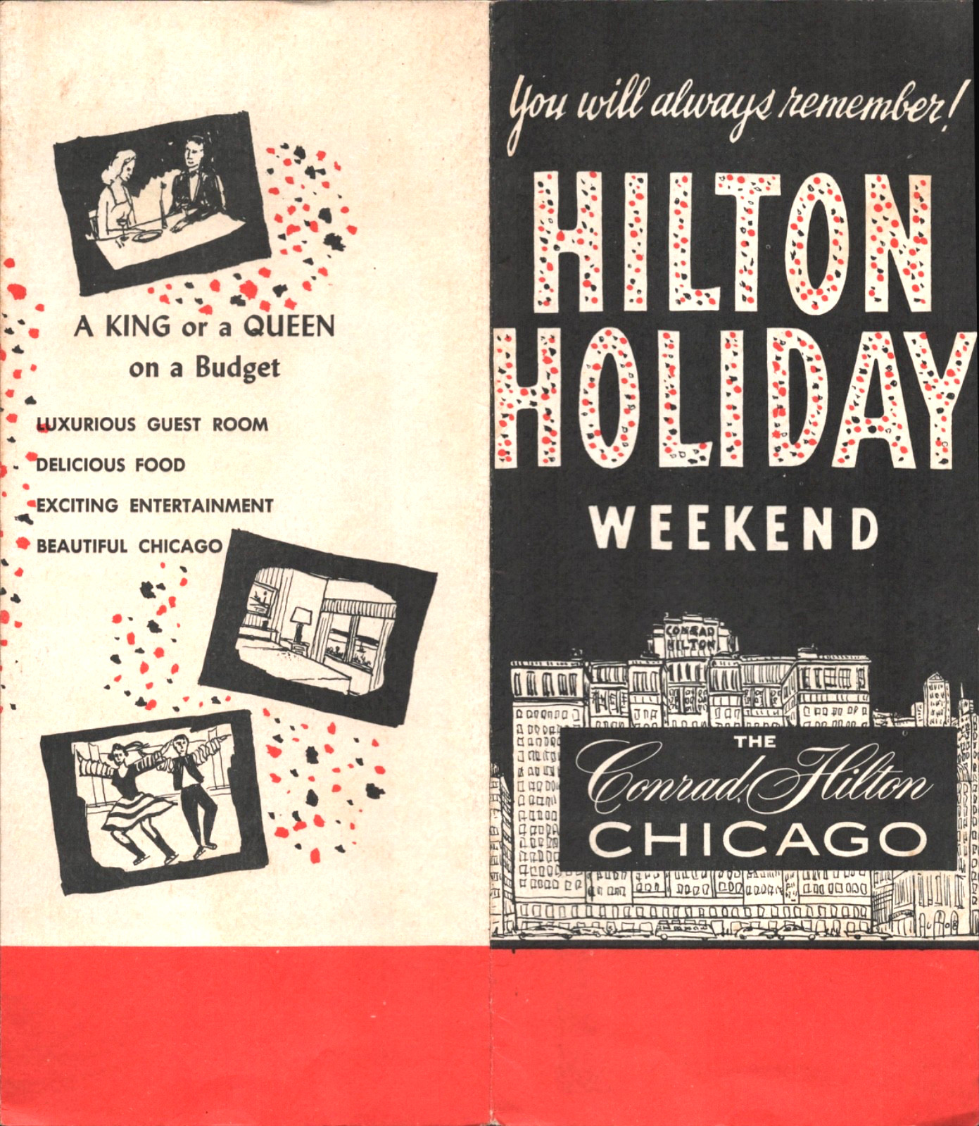 1960s THE CONRAD HILTON vintage hotel advertising brochure CHICAGO, ILLINOIS 1960s THE CONRAD HILTON vintage hotel advertising brochure CHICAGO, ILLINOIS